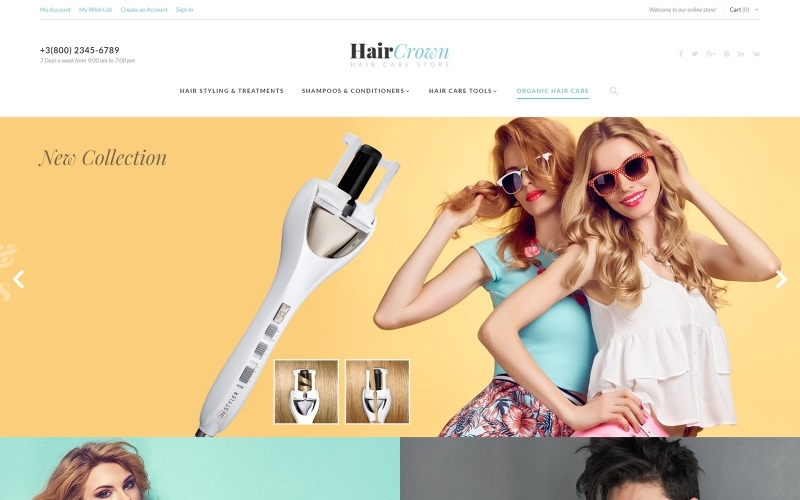 HairCrown - чуйна тема Magento для перукарні