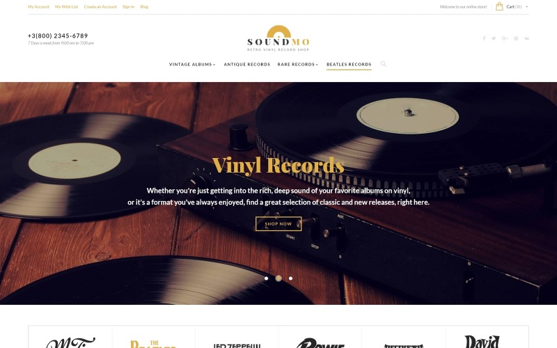 SoundMo - Vinyl- és audiotermékek Magento téma