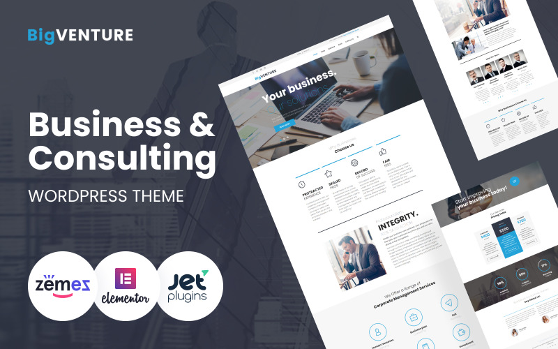 BigVenture - šablona WordPress Elementor pro správcovské společnosti a obchodní poradenství