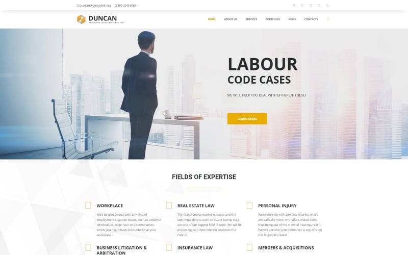 Duncan - Thème WordPress réactif pour Lawyer Company