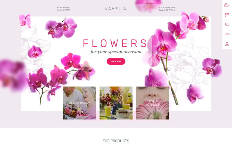 цветочный магазин отзывчивая тема shopify