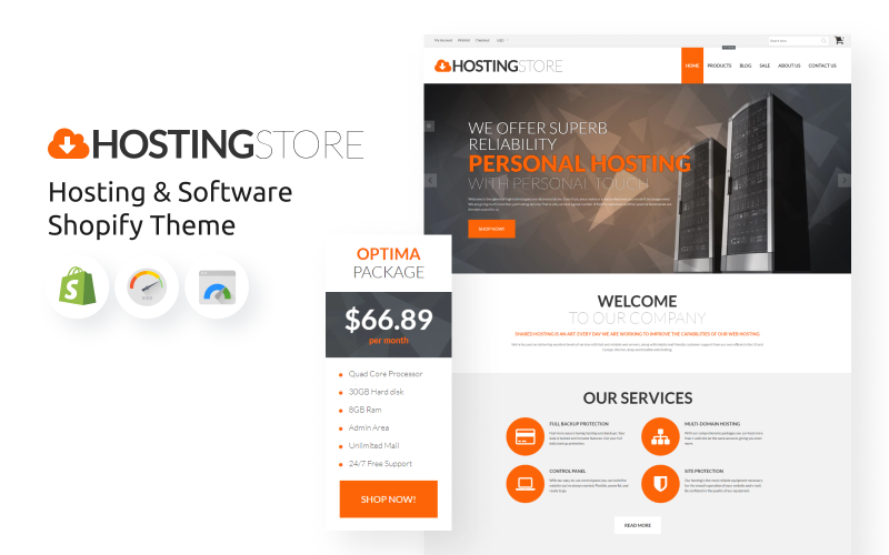 Hosting Store - Hosting & Software Shopify-Thema