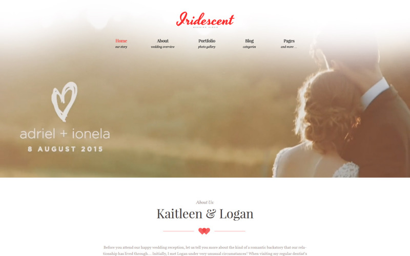 Iridescent - Manželství a svatba WordPress Téma