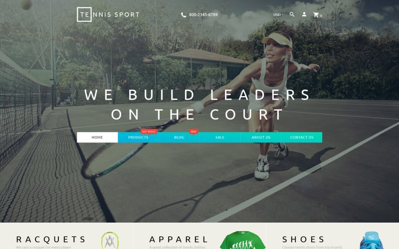 Tenisz Sport - Sportruházat és tenisz kellékek Shopify téma
