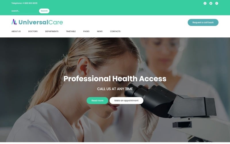 UniversalCare - Tema WordPress reattivo per il centro medico
