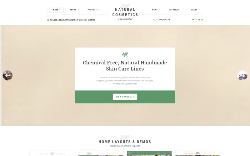 Cosmetici naturali - Modello di sito Web multipagina per negozio di cosmetici