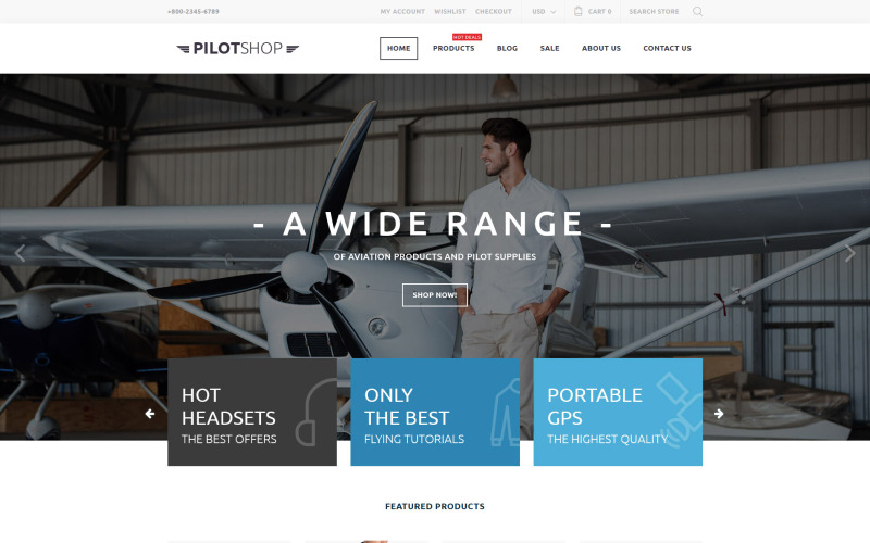 PilotShop-飞行员用品响应式Shopify主题