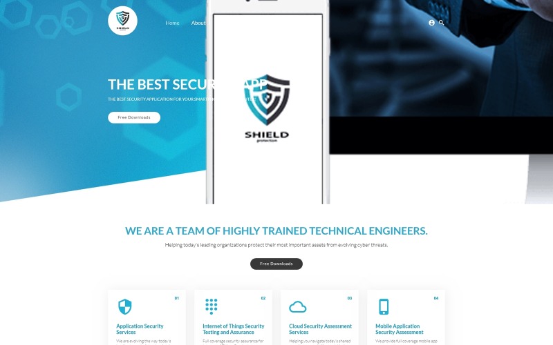 Shield - De beste Joomla-sjabloon voor beveiligingsapps