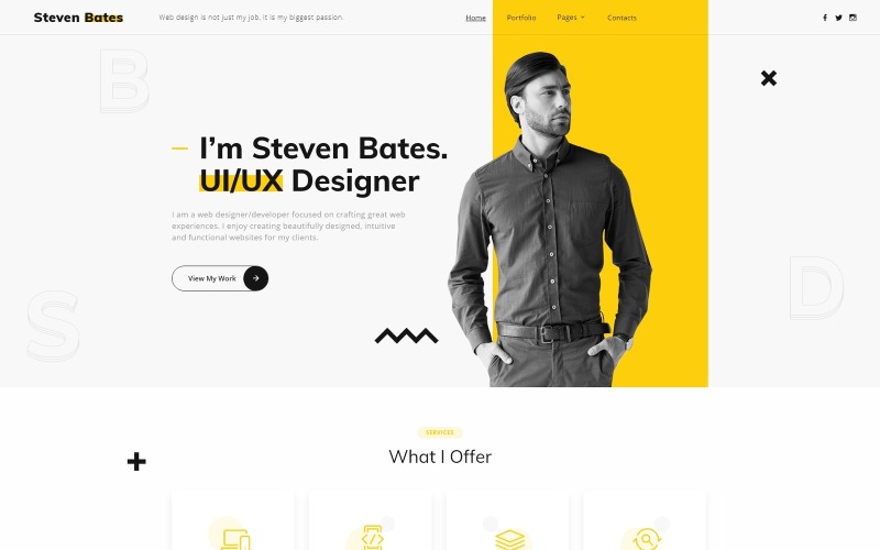 Steven Bates - Modello di sito Web HTML moderno multipagina di pagine personali