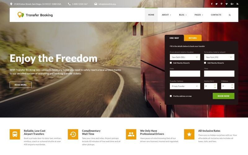Transfer boeken - Website sjabloon voor luchthavenshuttleservices