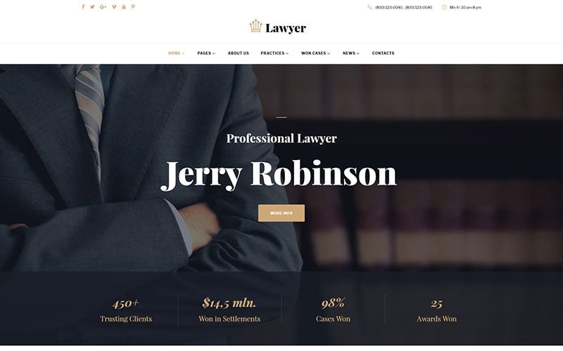 Avukat ve Avukat Çok Sayfalı Web Sitesi Şablonu