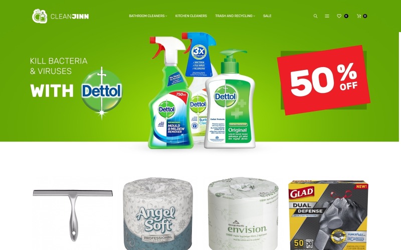 CleanJinn - Адаптивная тема Magento для магазина чистящих средств и инструментов