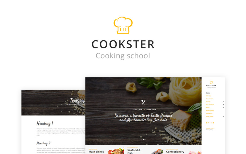 Cookster - Matlagningsskolans responsiva flersidiga webbplatsmall