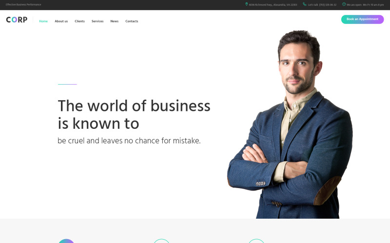 Corp - Modello di sito Web multipagina reattivo per società di consulenza