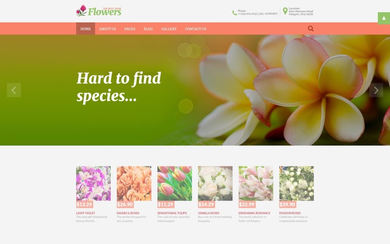 Flowers - Адаптивный шаблон Joomla для цветочного магазина