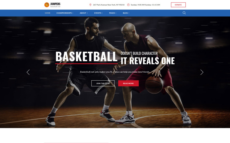 Jumpers - адаптивный многостраничный шаблон веб-сайта баскетбольного клуба