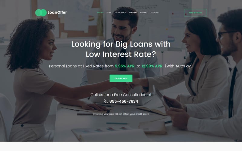 LoanOffer - Modelo de site de negócios com várias páginas