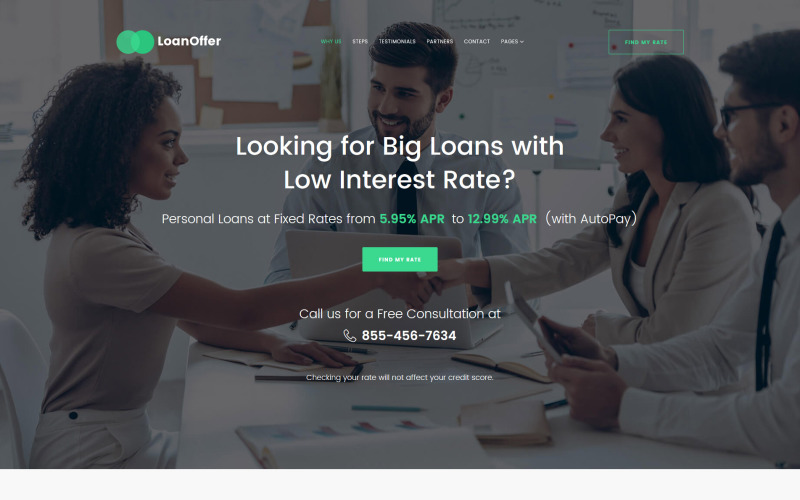 LoanOffer - Zakelijke websitesjabloon met meerdere pagina's