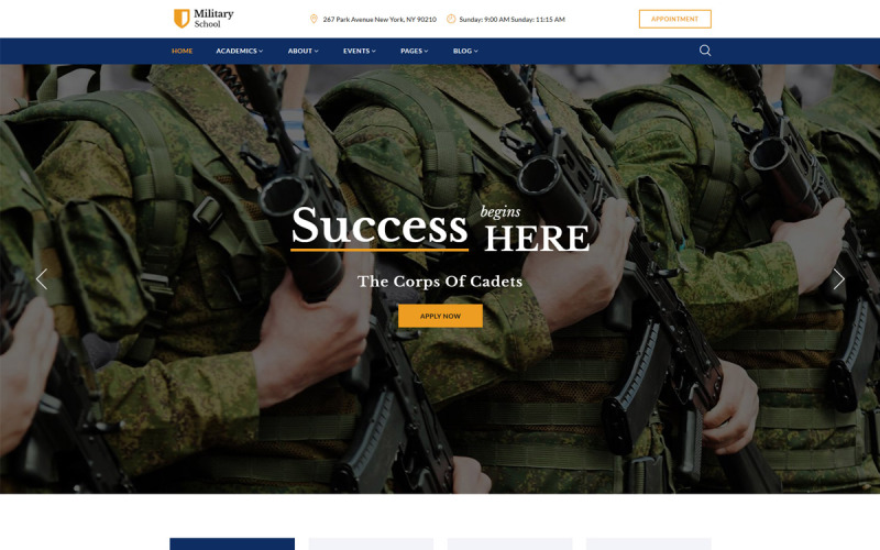 Mehrseitige Website-Vorlage für Militärschulen