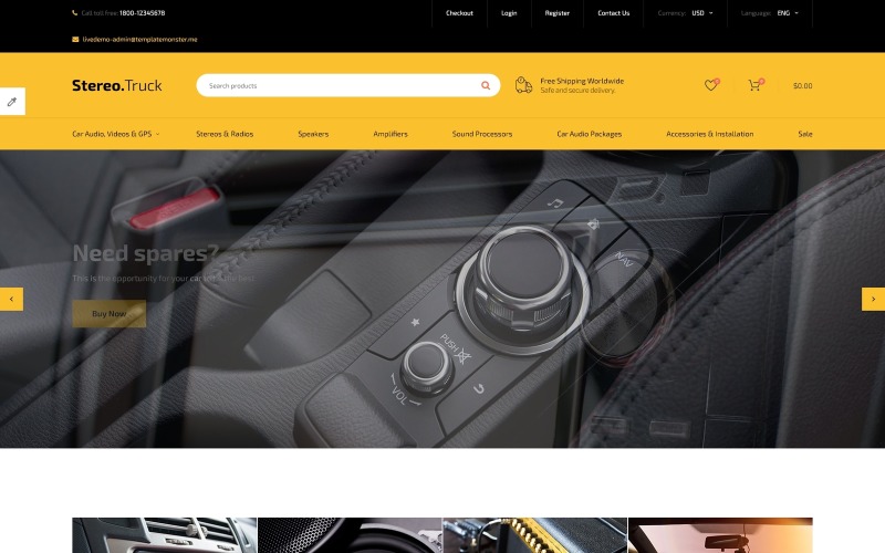 автомобильный аудио отзывчивый шаблон opencart