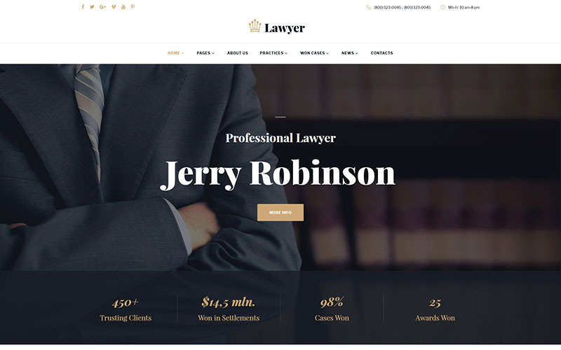 Website sjabloon voor advocaat en advocaat met meerdere pagina's