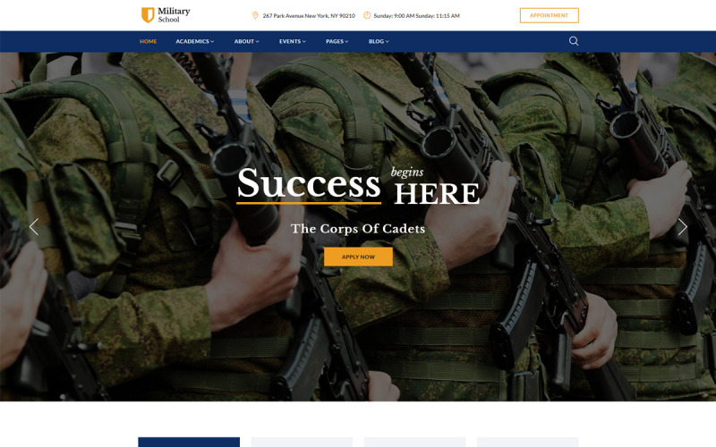 Website sjabloon voor militaire school met meerdere pagina's