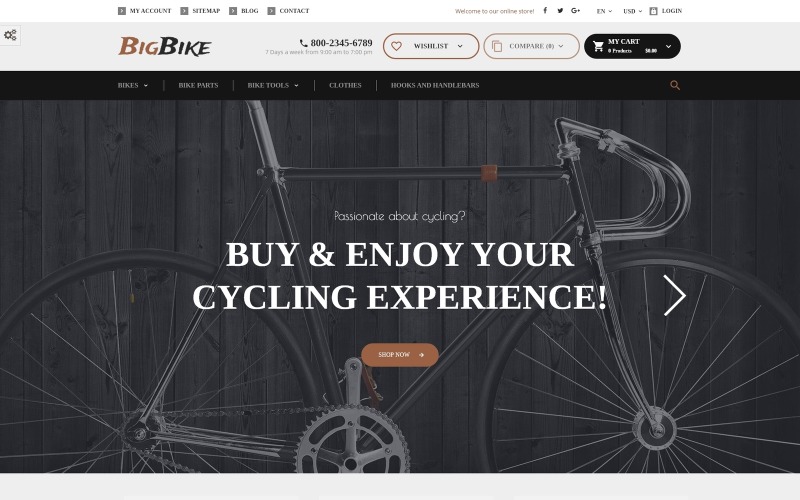 BigBike - Адаптивна тема PrestaShop для магазину велосипедів