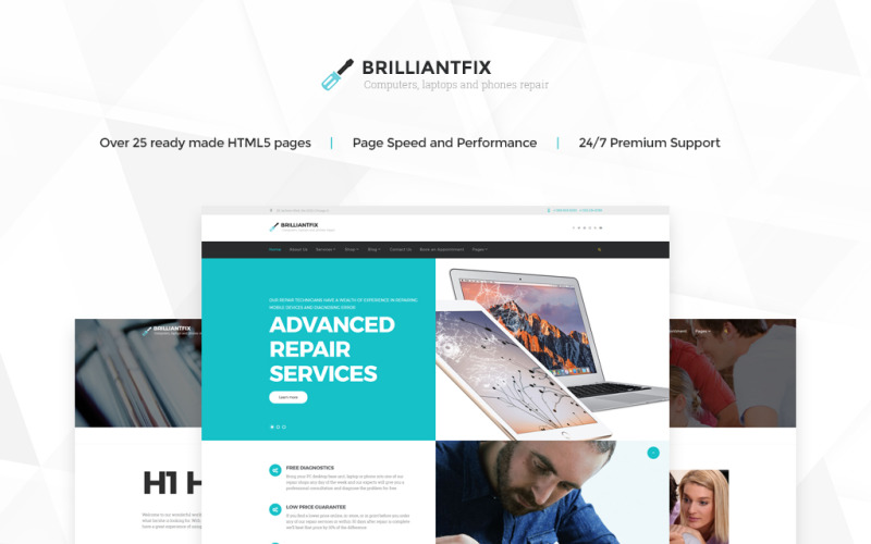 BrilliantFix - Шаблон веб-сайта сервисного центра