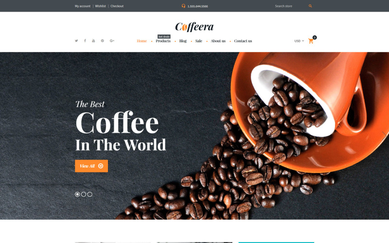 coffee shop отзывчивая тема shopify