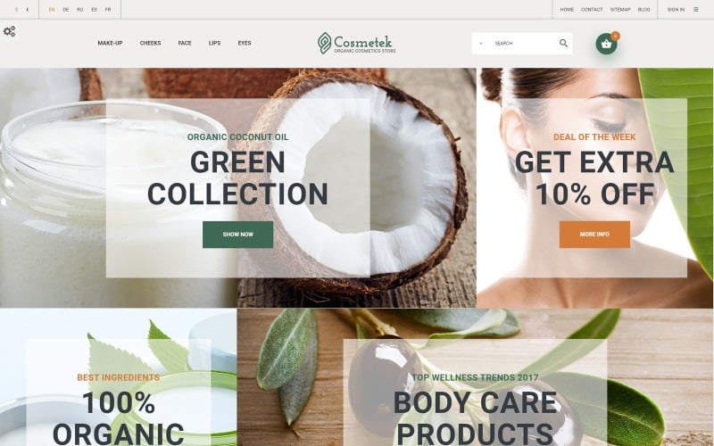 Cosmetek - Organic Cosmetics Store PrestaShop Theme
