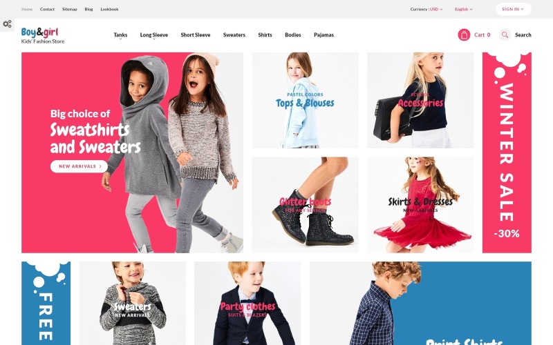 Хлопчик і дівчинка - Адаптивна тема PrestaShop для дитячої моди