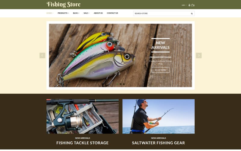 Loja de pesca - Tema Shopify de suprimentos e equipamentos de pesca