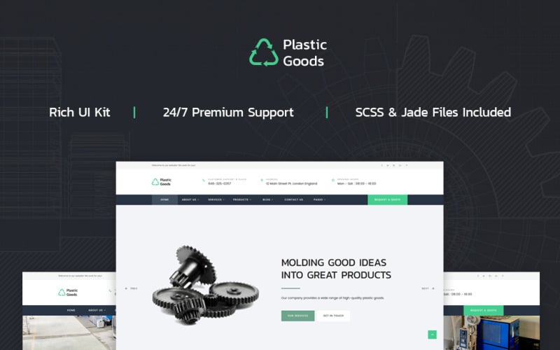 Plastic goederen - Website sjabloon voor bedrijven met meerdere paginas
