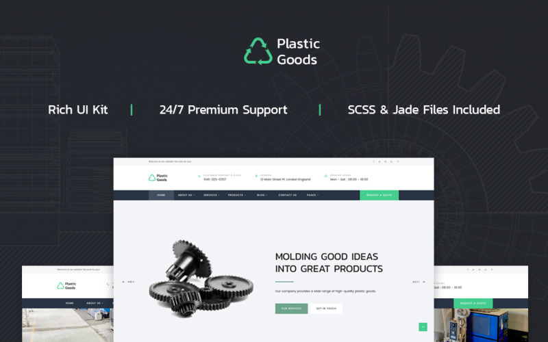 Plastové zboží - obchodní vícestránková webová šablona