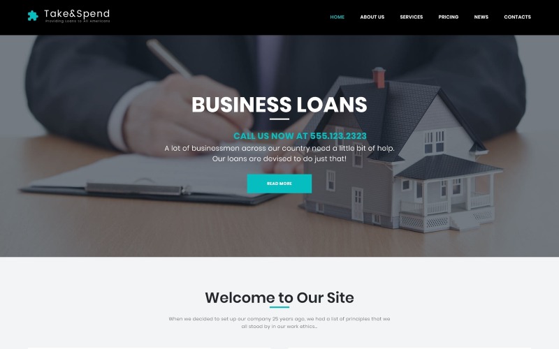 Take & Spend - Pożyczki i kredyty hipoteczne Motyw WordPress dla firm