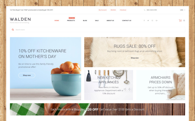 Woondecoratie en inrichting Online supermarkt Shopify-thema
