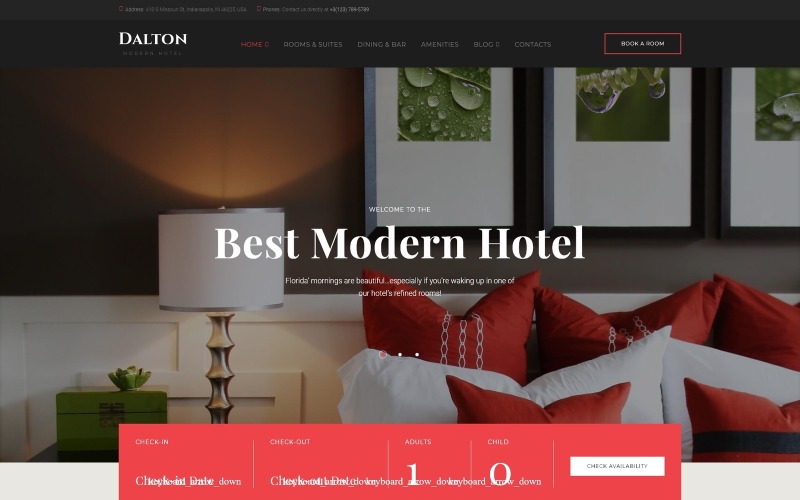 Dalton - тема WordPress для современных отелей и курортов