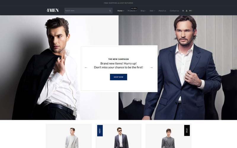 4Men - motyw Shopify mody męskiej