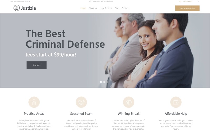 Justizia - Адаптивна тема WordPress для адвокатських послуг
