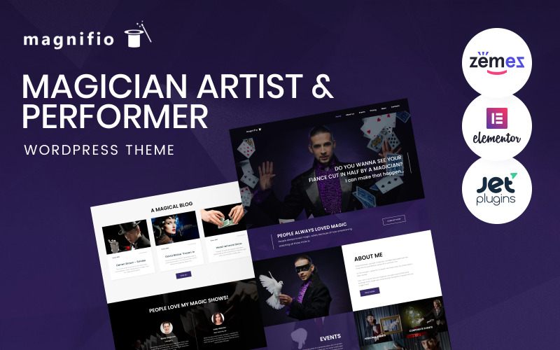 Magnifio - тема WordPress Magician для портфоліо художника в галузі розваг