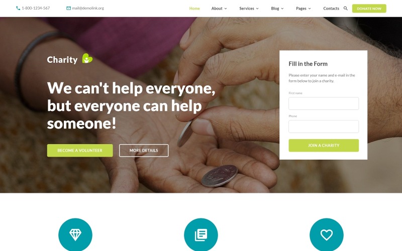 Modello di sito Web HTML di beneficenza