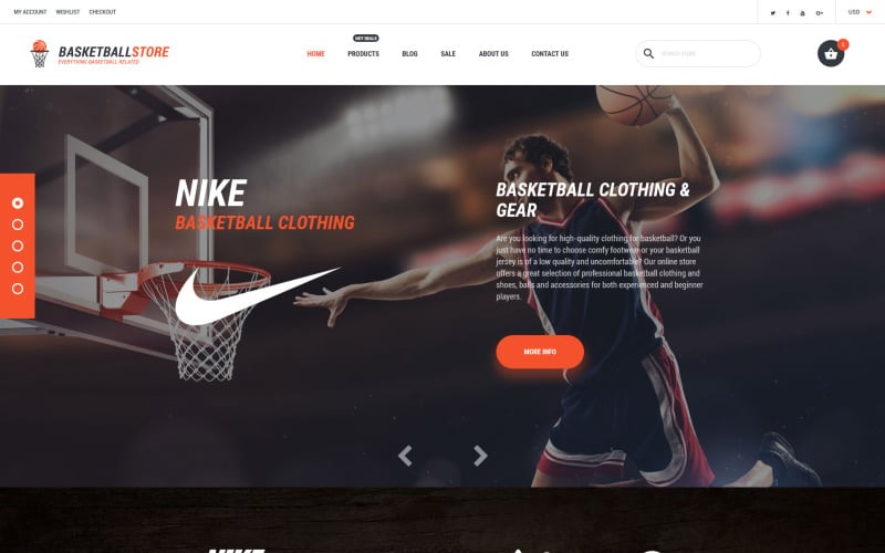 Responsives Shopify-Design für Basketball