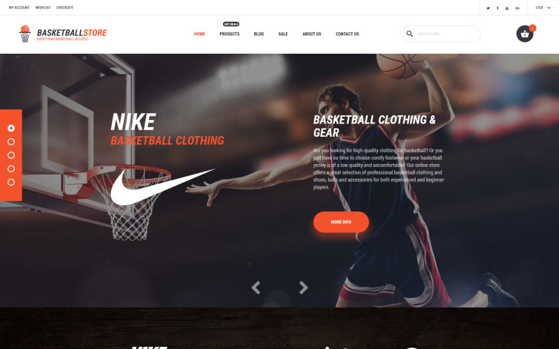 Tema Shopify responsivo de basquete