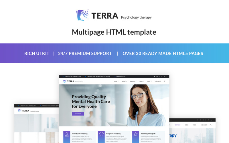 Terra - Modello di sito web reattivo per psicologo