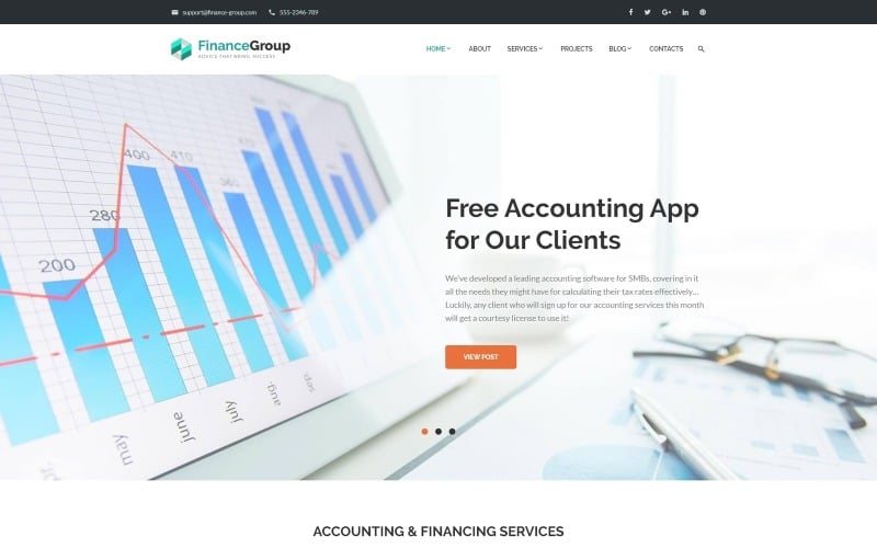 FinanceGroup - motyw WordPress dotyczący księgowości i finansów