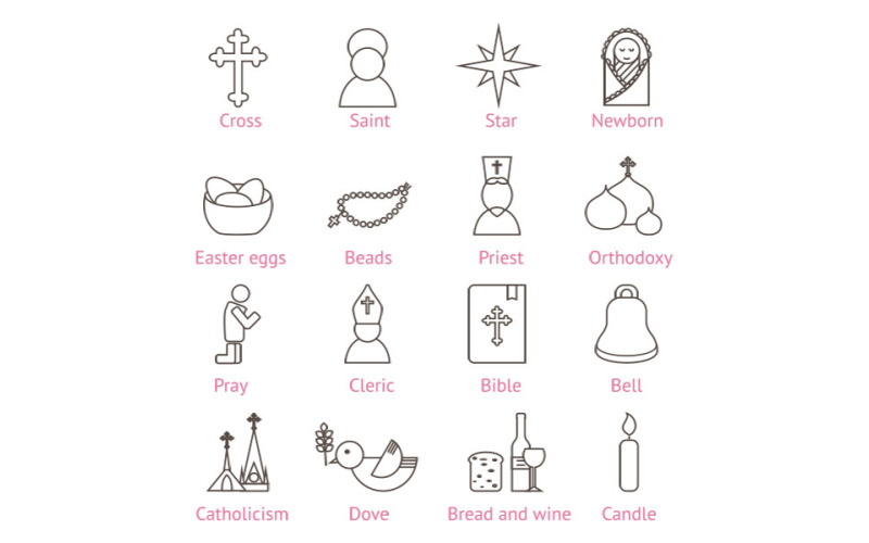 Download Набор иконок "Christianity Icon Set" / Christianity Icon Set - Набор иконок на тему графика christian icon orthodox religion cross jesus church bible catholic christianity easter vector sign egg symbol christ holy silhouette set minimal communion savant line vine spiritual cathedral