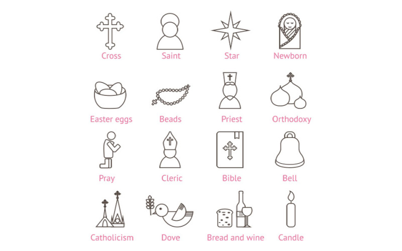 Conjunto de iconos de cristianismo