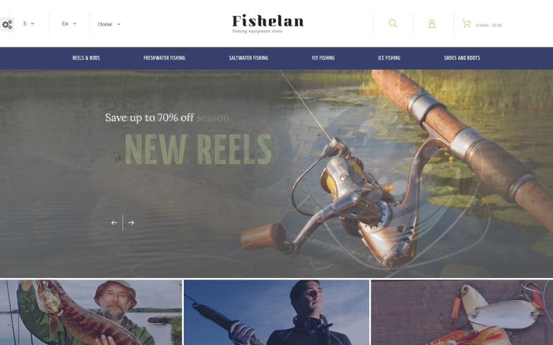 Fishelan - PrestaShop-thema voor visuitrusting