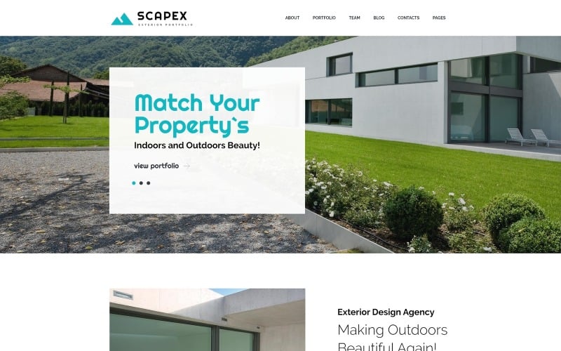 Scapex - WordPress-tema för exteriördesignportfölj