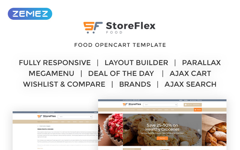 food отзывчивый шаблон opencart